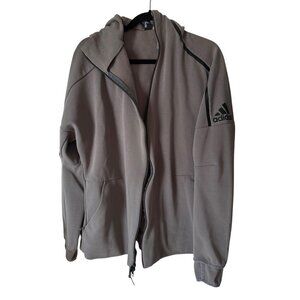 Adidas Hooded Full-Zip Sweatshirt Jacket Gray Size L